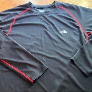 The North Face Men's Black Base LayerLong Sleeve Shirt with Red Trim